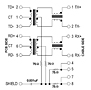 Schematic Drawing for N5447F Series RJ-45 10/100 Base-T Jack Electrical Connectors with Magnetic Module (N5447F-1212-BY)