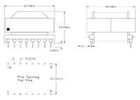 Dimensional Drawing for A6220 Series 300 Watt Push Pull Transformers