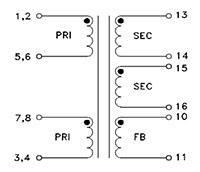 Schematic Diagram for A6220 Series 300 Watt Push Pull Transformers